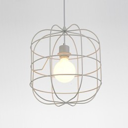 Lámpara colgante mini de jaula artística, 1 luz, acabado moderno y sencillo, metal blanco y negro, acero al carbono.