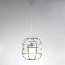 Lámpara colgante mini de jaula artística, 1 luz, acabado moderno y sencillo, metal blanco y negro, acero al carbono.