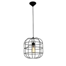 Lámpara colgante mini de jaula artística, 1 luz, acabado moderno y sencillo, metal blanco y negro, acero al carbono.