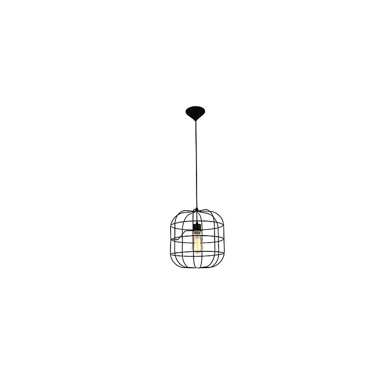 Lámpara colgante mini de jaula artística, 1 luz, acabado moderno y sencillo, metal blanco y negro, acero al carbono.