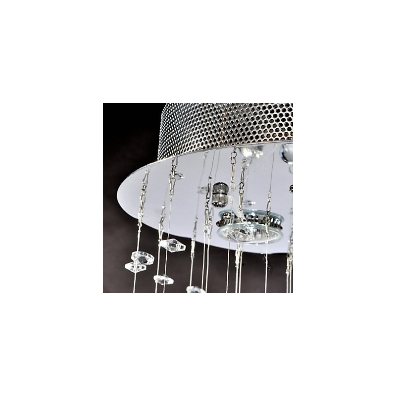 Lámpara empotrada clásica tradicional de metal cromado y cristal