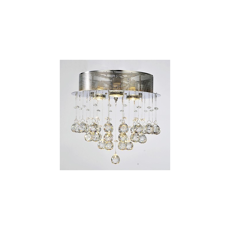 Lámpara empotrada clásica tradicional de metal cromado y cristal