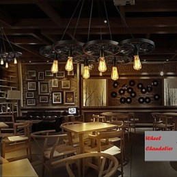 Lámpara colgante estilo loft con ruedas, estilo rústico, vintage, retro, estilo campestre, de metal y pintura.