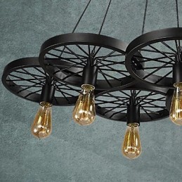 Lámpara colgante estilo loft con ruedas, estilo rústico, vintage, retro, estilo campestre, de metal y pintura.