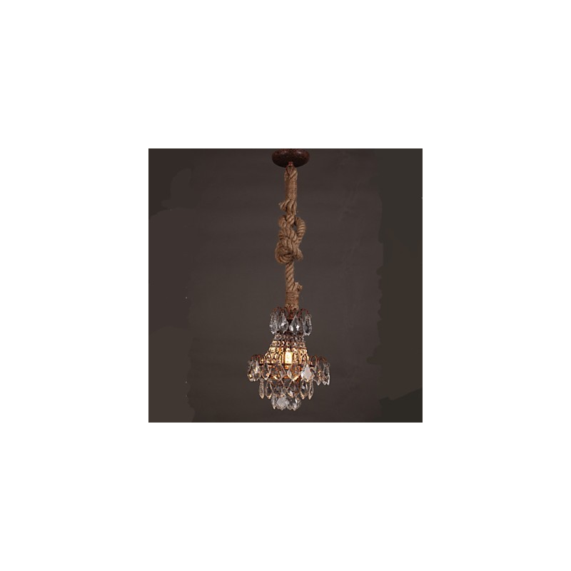 Lámpara de araña de cristal de imitación de viento industrial de cáñamo de estilo retro para salón