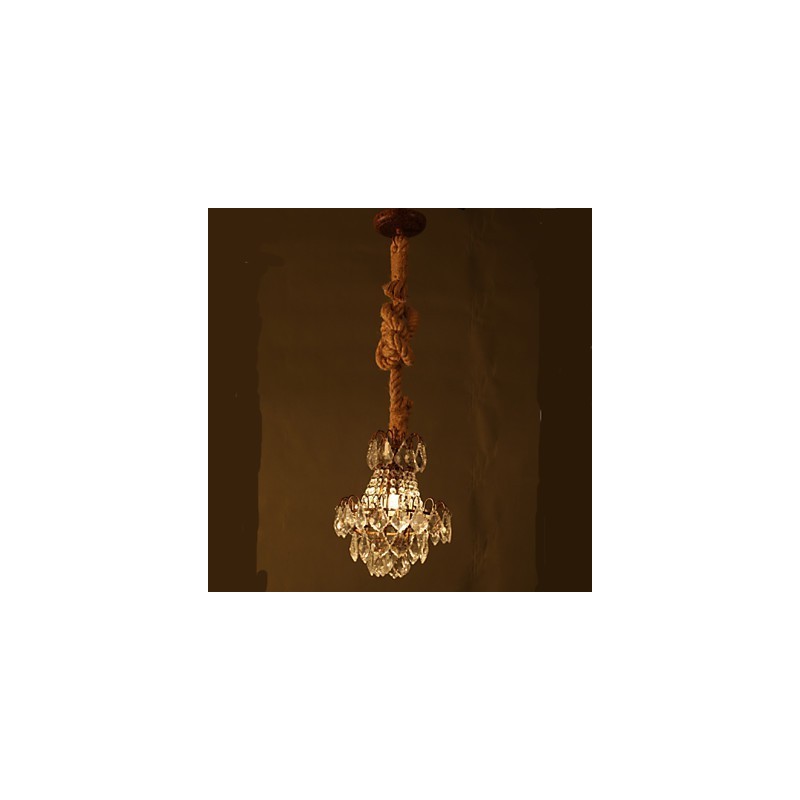 Lámpara de araña de cristal de imitación de viento industrial de cáñamo de estilo retro para salón