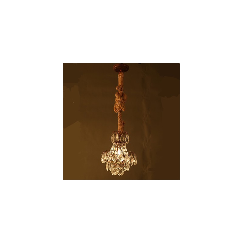 Lámpara de araña de cristal de imitación de viento industrial de cáñamo de estilo retro para salón