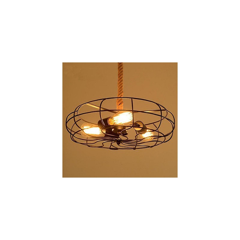 Lámpara de araña industrial creativa con cuerda de hierro americana vintage