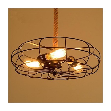 Lámpara de araña industrial creativa con cuerda de hierro americana vintage Lámpara de araña industrial creativa con cuerda de hierro americana vintage
