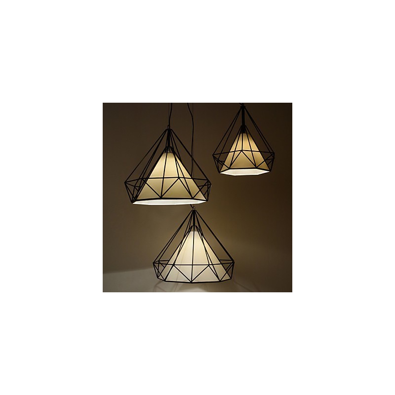 Lámpara colgante mini Diamond, 1 luz, moderna simplicidad, acabado en blanco y negro, de acero al carbono y tela.