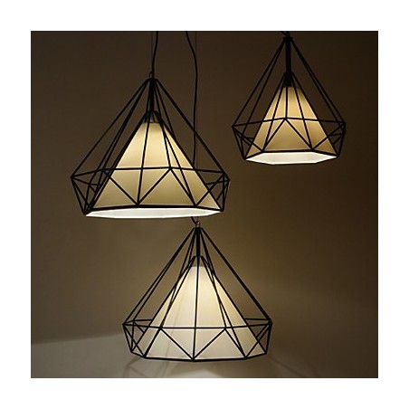 Lámpara colgante mini Diamond, 1 luz, moderna simplicidad, acabado en blanco y negro, de acero al carbono y tela. Lámpara colgante mini Diamond, 1 luz, moderna simplicidad, acabado en blanco y negro, de acero al carbono y tela.