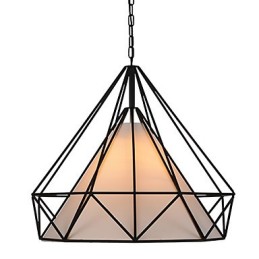 Lámpara colgante mini Diamond, 1 luz, moderna simplicidad, acabado en blanco y negro, de acero al carbono y tela.