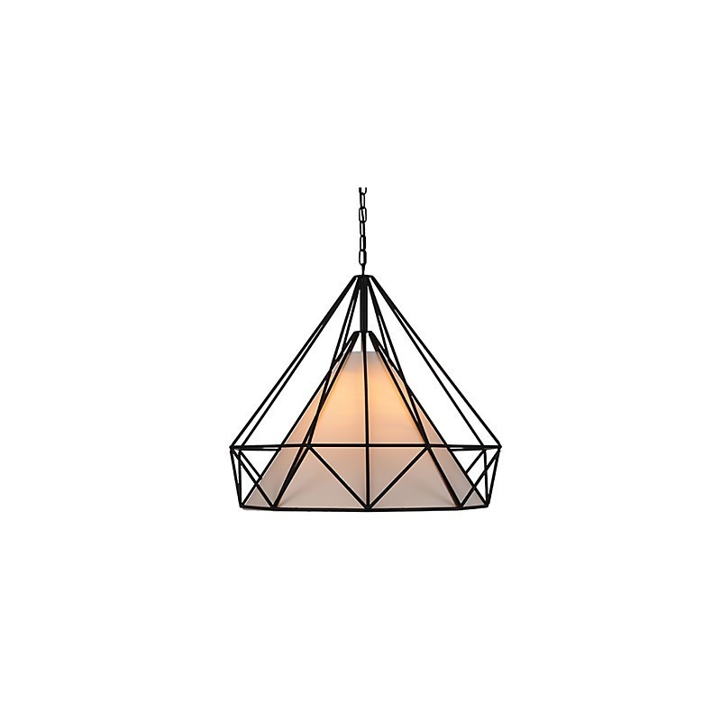 Lámpara colgante mini Diamond, 1 luz, moderna simplicidad, acabado en blanco y negro, de acero al carbono y tela.