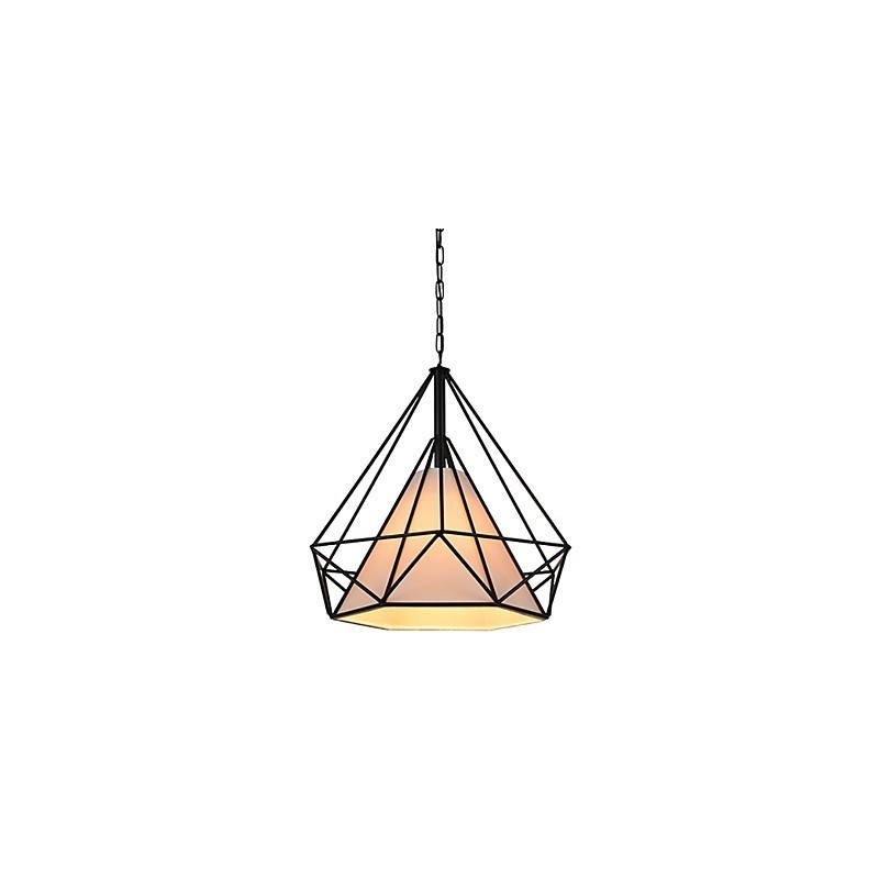 Lámpara colgante mini Diamond, 1 luz, moderna simplicidad, acabado en blanco y negro, de acero al carbono y tela.