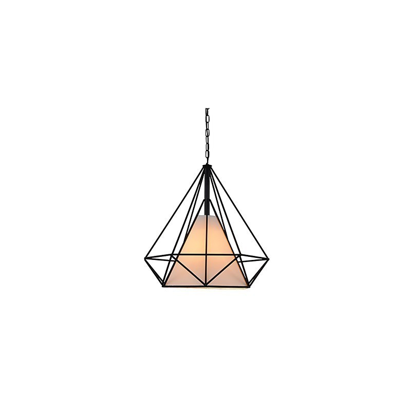 Lámpara colgante mini Diamond, 1 luz, moderna simplicidad, acabado en blanco y negro, de acero al carbono y tela.