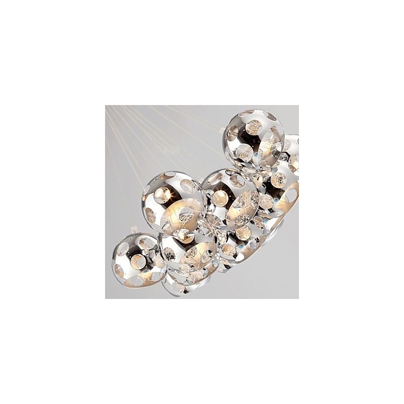 Lámpara colgante moderna y contemporánea de metal cromado con forma de globo