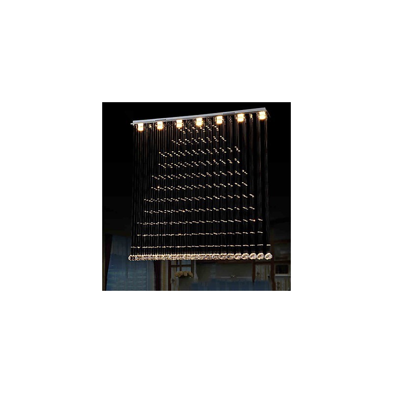 Lámpara colgante de cristal K9, lámpara colgante de alambre, iluminación de techo