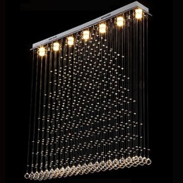 Lámpara colgante de cristal K9, lámpara colgante de alambre, iluminación de techo