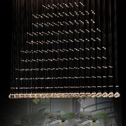 Lámpara colgante de cristal K9, lámpara colgante de alambre, iluminación de techo