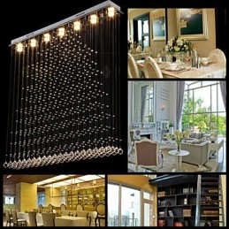 Lámpara colgante de cristal K9, lámpara colgante de alambre, iluminación de techo