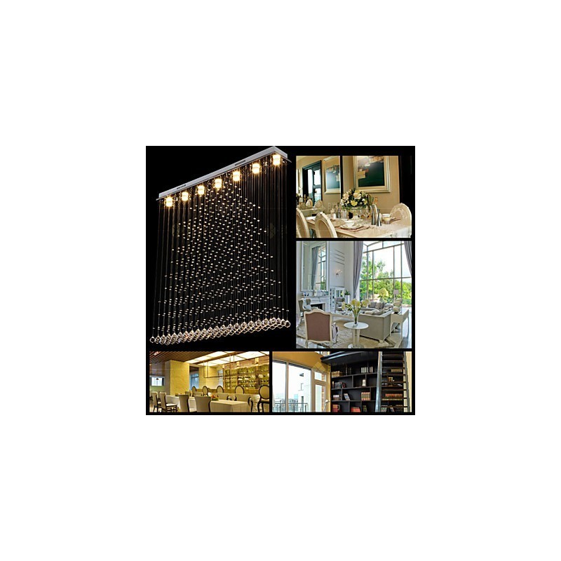 Lámpara colgante de cristal K9, lámpara colgante de alambre, iluminación de techo