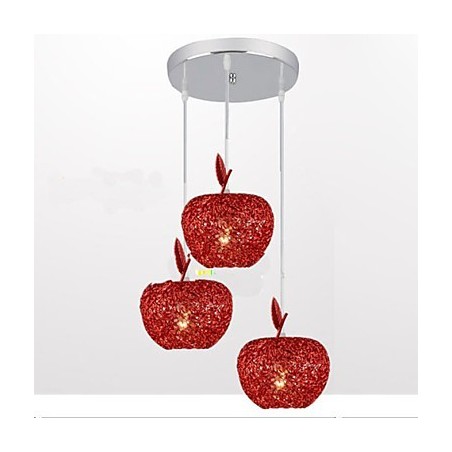 Lámpara de araña de aluminio tejido con tres cabezales Apple A Lámpara de araña de aluminio tejido con tres cabezales Apple A