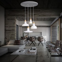 Lámpara colgante creativa de 4 luces con pantalla de hierro