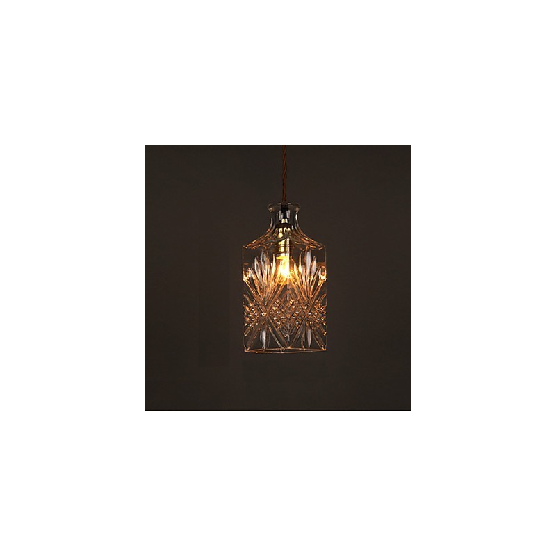 Lámpara colgante de cristal con diseño de botella romántica y creativa tallada