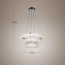 Lámpara colgante de cristal moderna con tres anillos