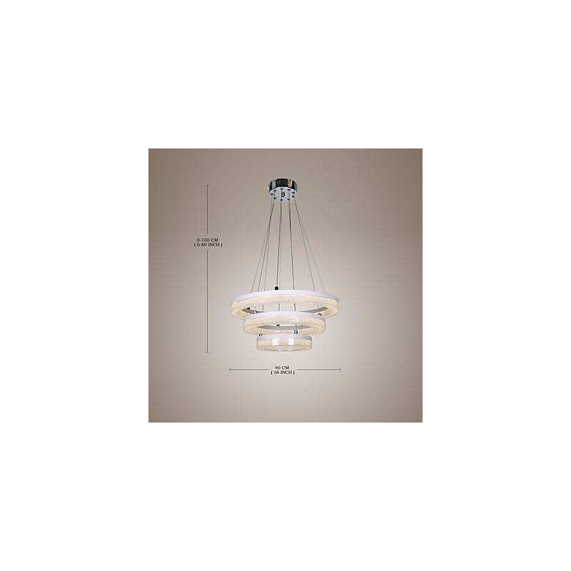 Lámpara colgante de cristal moderna con tres anillos