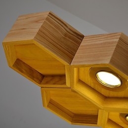 Lámpara de araña de diseño con individualidad artística, lámparas sencillas de madera con forma de panal