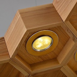 Lámpara de araña de diseño con individualidad artística, lámparas sencillas de madera con forma de panal