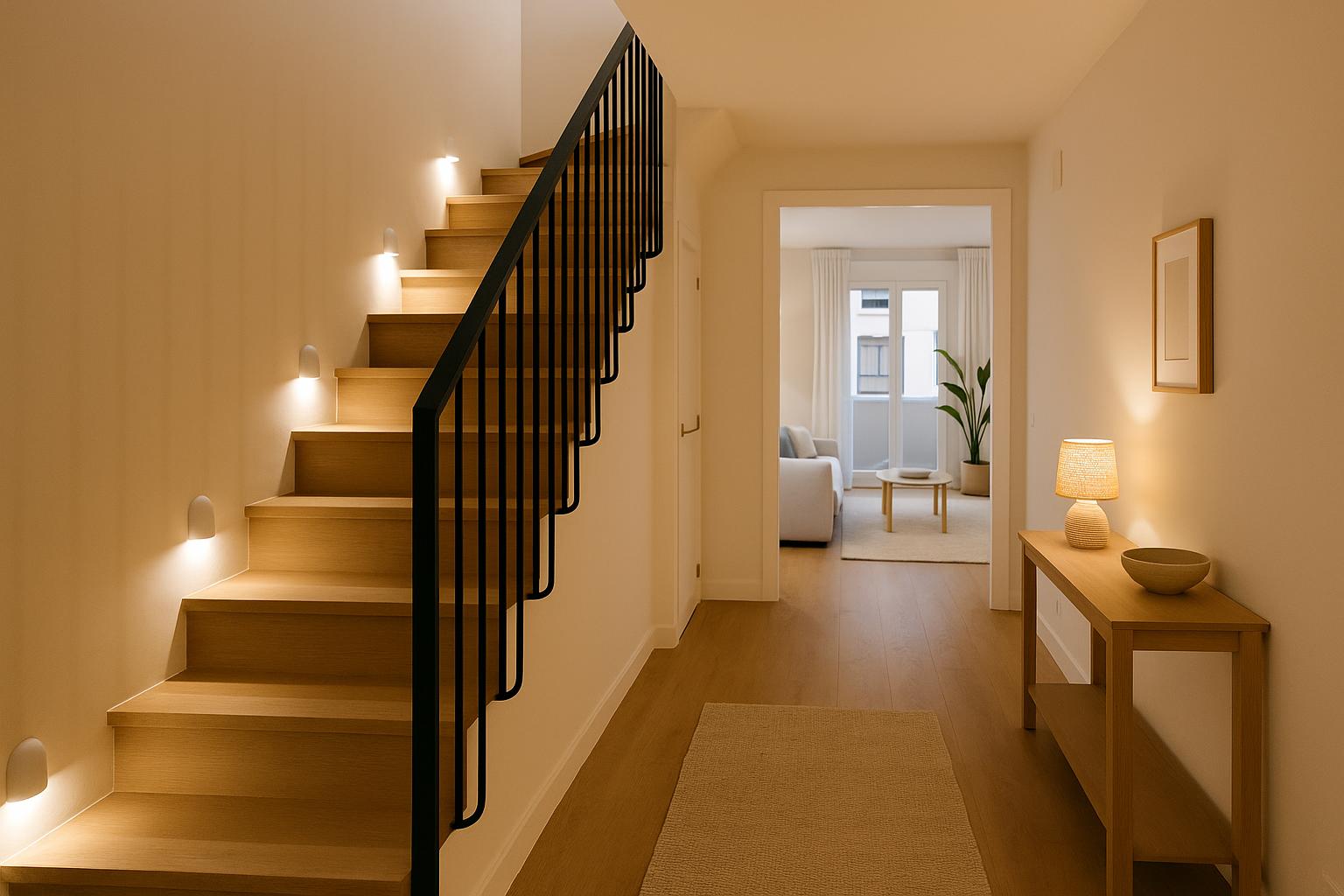 Iluminación para escaleras interiores: cómo elegir luces seguras, bonitas y bien integradas