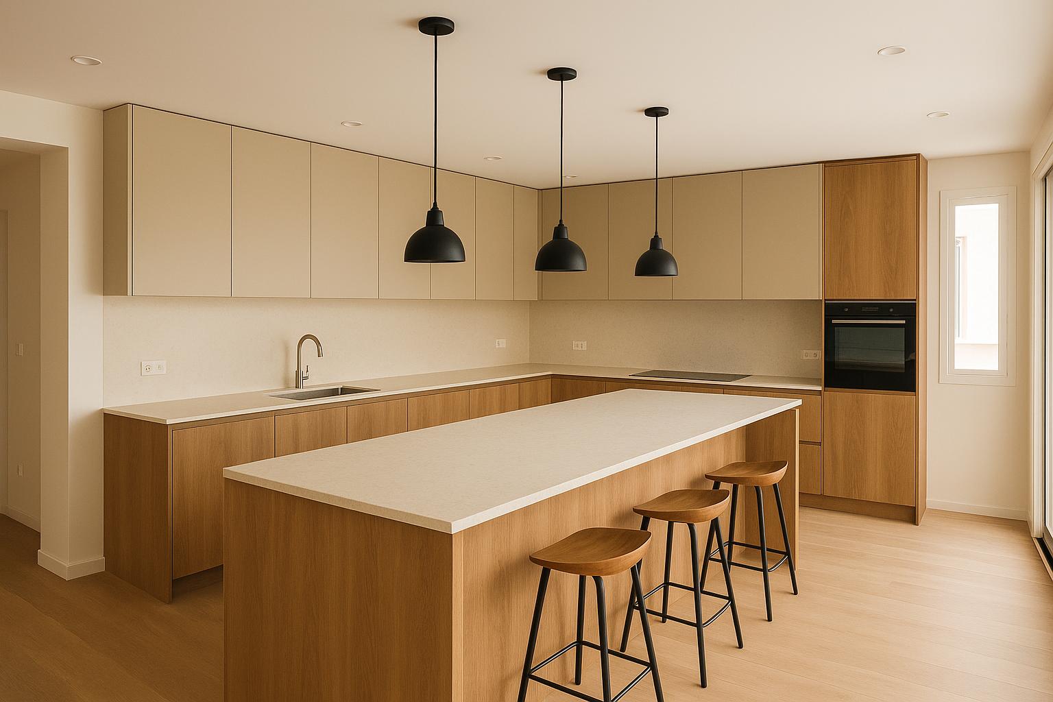 Lámparas para isla de cocina: cómo acertar con altura, luz y estilo