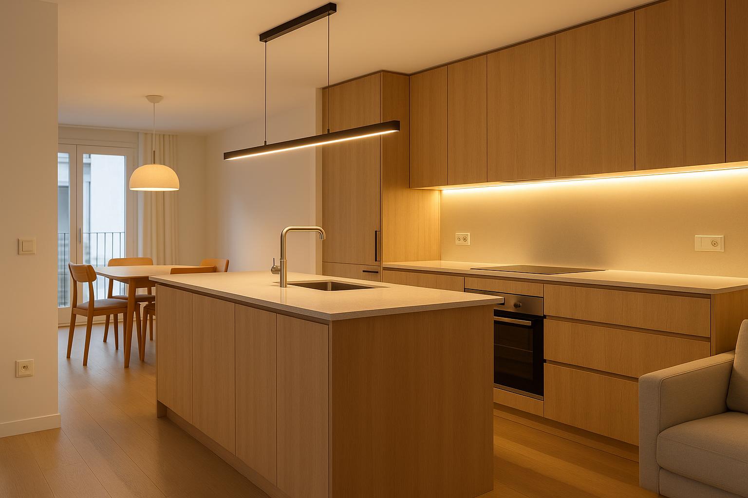 Lámparas para isla de cocina: cómo acertar con altura, luz y estilo